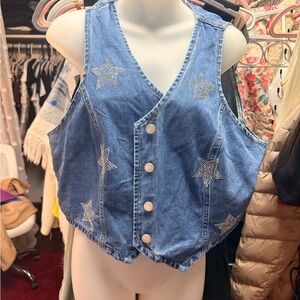 Denim Star-Studded Vest Top